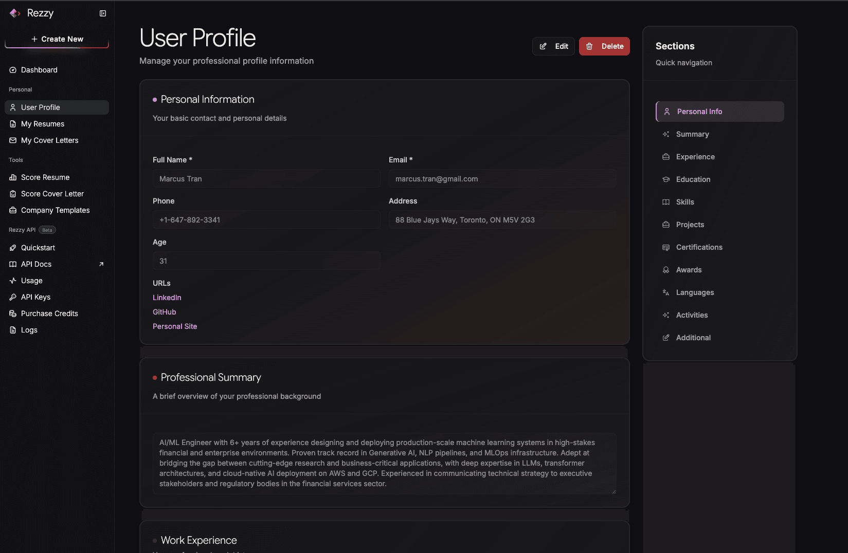 Create Profile